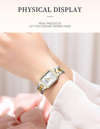 CURREN Luxurious Elegant Women's Watches Classic Rectangular Dial with Rhinestones Luminous Hands Waterproof
