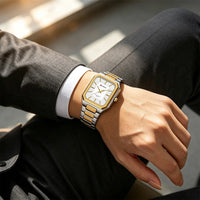 CURREN NEW Stainless Steel Strap Vintage Rectangle Dial Quartz Watches for Men Luminous Hands Waterproof