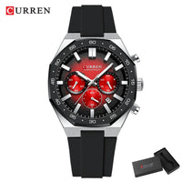 CURREN 8489 New Mens Watches Waterproof Sports Watch Silicone Strap Chronograph Quartz Wristwatch Relogios Masculino+BOX