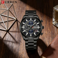 CURREN Men's Multifunctional Watch with Chronograph Date Stopwatch Waterproof Watches Stainless Steel Quartz Movement Clock