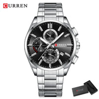 CURREN Men's Quartz Chronograph Watch with Luminous Hands,Auto Date Stainless Steel Band, Precision Style Wristwatche Waterproof