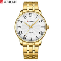 Curren 8422 Men's Minimalist Roman Numeral Quartz Watch, Water-resistant Round Business Wristwatch