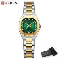CURREN Jam Tangan Perempuan Original Waterproof Quartz Stainless Steel Minimalis Green Watch Women 9104