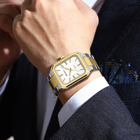 CURREN NEW Stainless Steel Strap Vintage Rectangle Dial Quartz Watches for Men Luminous Hands Waterproof