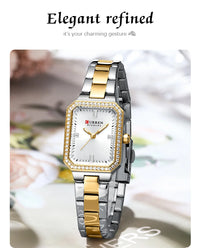 CUREEN New Luxury Lady's Watches Elegant Waterproof Quartz Watch Rectangular Dial Female Clock Gold