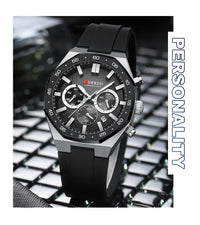 CURREN 8489 New Mens Watches Waterproof Sports Watch Silicone Strap Chronograph Quartz Wristwatch Relogios Masculino+BOX