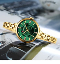Ladies small dial chain watch waterproof round simple for women Simple Romantic Rhinestone Dial with Stainless Steel Bracelet