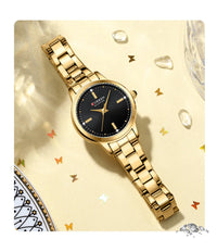 CURREN Simple Round Dial Fashion Dress Quartz Watches for Ladies with Stainless Steel Bracelet Luxury Wristwatches