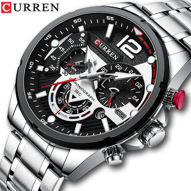 CURREN Casual Business Chronograph Waterproof Stainless Steel Watch Mens New Luxury Fashion Quartz Men Wristwatch часы мужские
