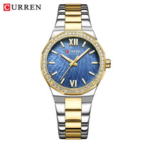 Women's Watch CURREN 2025 Romantic Luxury Dial with Rhinestones Stainless Steel Band Slim Wristwatch for Ladies Waterproof