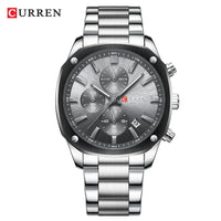 CURREN Stainless Steel Watch with Timer Calendar Luminous Hands And Stainless Steel Bracelet