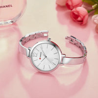 CURREN 9012 Casual Quartz Watch for Ladies, Waterproof Stylish Integrated Stainless Steel Bangle Wristwatch