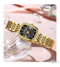CURRN 9093 Women's Quartz Watch Fashion Leisure Diamond Simple Gold Silvery Steel Strip Wristwatch for Ladies Gift Clock