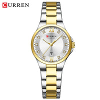 CURREN Women's Luxury Brand Watches Simple Quartz Auto Date Wristwatch Female Waterproof Clock Luminous Hands 9107