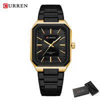 CURREN NEW Stainless Steel Strap Vintage Rectangle Dial Quartz Watches for Men Luminous Hands Waterproof