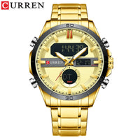CURREN Sport Men Watch Top Brand Luxury Military Business Male Clock Gold Stainless Steel Quartz Digital Man Wristwatch 8384