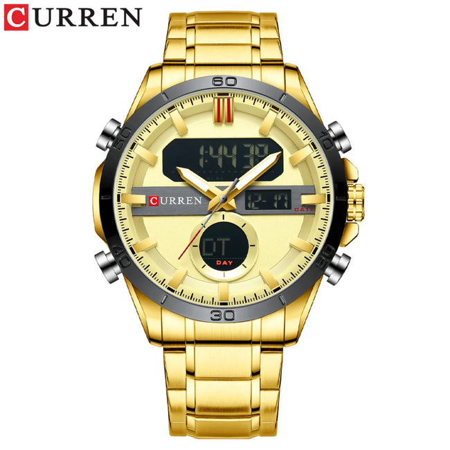 CURREN Sport Men Watch Top Brand Luxury Military Business Male Clock Gold Stainless Steel Quartz Digital Man Wristwatch 8384