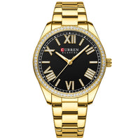 CURREN NEW Luxury Quartz Women's Bracelet Wristwatches with Rhinestone Dial Elegant Luminous Hands Stainless Steel Watches