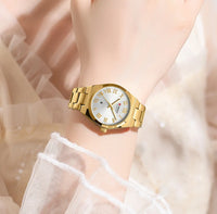 CURREN Fashionable Quartz Watches for Women Roman Numerals Simple Elegant Stainless Steel Braclete Ladies Wristwatch