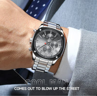 CURREN Stainless Steel Watch with Timer Calendar Luminous Hands And Stainless Steel Bracelet