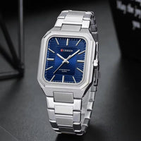 CURREN 8457 Business Minimalist Quartz Watch Waterproof Square Stainless Steel Strap Wristwatch with Luminous Function
