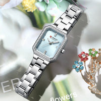 CUREEN New Luxury Lady's Watches Elegant Waterproof Quartz Watch Rectangular Dial Female Clock Gold