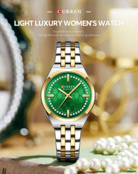 CURREN 9096 Women Watch Luxury Elegant Quartz Wristwatch with 32mm Dial Rhinestone Stainless Steel Band Ladies Gift Reloj Mujer
