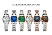 CURREN 9111 Luxury Women's Quartz Watch Ultra-Thin Waterproof Small Dial Watch with Rhinestone Embellishments