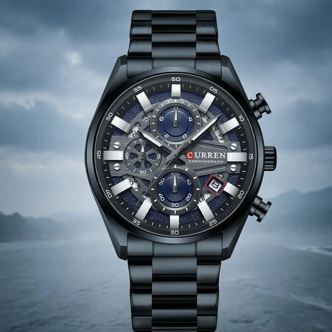 CURREN Men's Chronograph Watch Sport Wristwatch for Men Fashion Design Dial with Date Stainless Steel Band Relogio Masculino