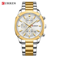 CURREN Stainless Steel Watch with Timer Calendar Luminous Hands And Stainless Steel Bracelet