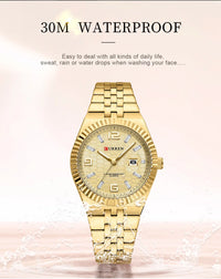CURREN Women's Watch Analog Quartz Waterproof Ladies Wrist Watches with Date Dainty Fashion Luxury Stainless Steel Watch