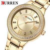 CURREN New Fashion Women Watch Top Brand Luxury Ladies Girl Wristwatch Gold Stainless Steel Bracelet Classic Female Clock 9004