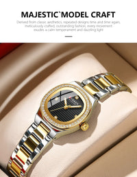 CURREN Luxury Brand Simple Style Quartz Watch for Women NEW Dress Ladies Wristwatches with Rhinestones