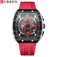 CURREN 8442 Unique Barrel Shaped Large Dial Men's Watch Casual Quartz Silicone Strap Automatic Date Chronograph Watches for Man