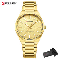 CURREN Men’s Business Watch Textured Black Dial Quartz  Wristwatch Stainless Steel Luminous Male Dress Watch Relogio Masculino