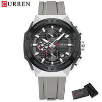 CURREN 8462 Top Luxury Quartz Men's Watch Silicone Strap Multifunctional Timing Code Classic Luminous Waterproof Men's Watch