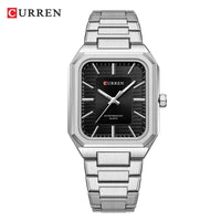 CURREN 8457 Business Minimalist Quartz Watch Waterproof Square Stainless Steel Strap Wristwatch with Luminous Function