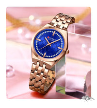 CURREN 9096 Women Watch Luxury Elegant Quartz Wristwatch with 32mm Dial Rhinestone Stainless Steel Band Ladies Gift Reloj Mujer