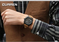 CURREN 8139 Men's Water-resistant Men's Quartz Watch Neutral-style Watch with Small Dial, Matte Genuine Leather Strap
