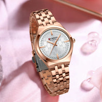 CURREN Original Unique Dial Quartz Watch for Women Fashion Elegant Ladies Watches Stainless Steel Waterproof Women's Wristwatch
