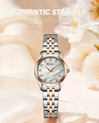 CURREN Elegant Fashion Women's Watches Luxury Brand Original Quartz Watch for Ladies Waterproof Stainless Steel Clock