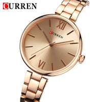 CURREN Fashion Women Watches Top Brand Luxury Lady Girl Wristwatch Rose Gold Stainless Steel Bracelet Classic Female Clock 9017