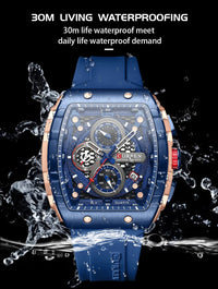 CURREN 8442 Unique Barrel Shaped Large Dial Men's Watch Casual Quartz Silicone Strap Automatic Date Chronograph Watches for Man