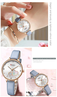 CURREN 9077 Ultra-thin Quartz Watch for Ladies, Waterproof Minimalist Small Dial Round Wristwatch
