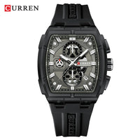CURREN Original Silicon Strap Multi-functional Dialn Auto Date Design Men's Watch Sports Chronograph Watches