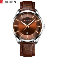 CURREN 8365 Men's Minimalist Calendar Water-Resistant Quartz Watch, Business Style with Leather Strap