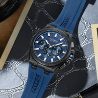 CURREN Luxury Man Wristwatch Chronograph Date Waterproof Rubber band Casual Quartz Men's Watches Sports Male Clock Reloj