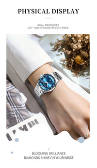 CURREN Luxury Brand Wristwatches for Women Stainless Steel Band with Elegance Dial Luminous Hands Waterproof Watch