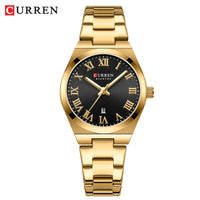 CURREN 9095 Women's Quartz Watch Fashion Calendar Leisure Analog Display Rose Gold Purple Stainless Steel Strap for Ladies Gift