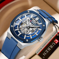 CURREN Watch for Men Automatic Mechanical Original Waterproof Silicone Strap Luminous Business Fashion clock
